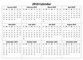 2019 Printable Calendar