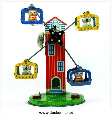 Animal Carousel Vintage Tin Plate Clockwork Wind Up Novelty Toy