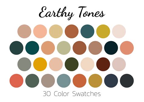 Earthy Tones Color Swatches Color Palette Ipad Etsy