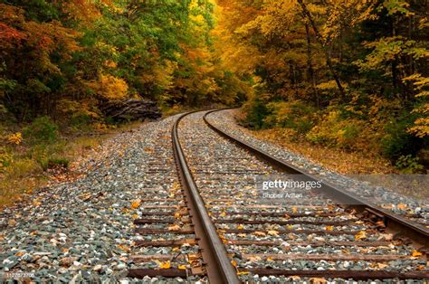 Railroad Track In Fall High Res Stock Photo Getty Images