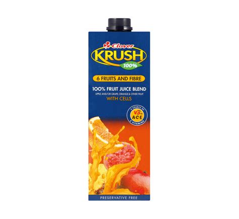 Clover Krush Uht Juice 6 Fruits And Fibre 6 X 1lt Makro