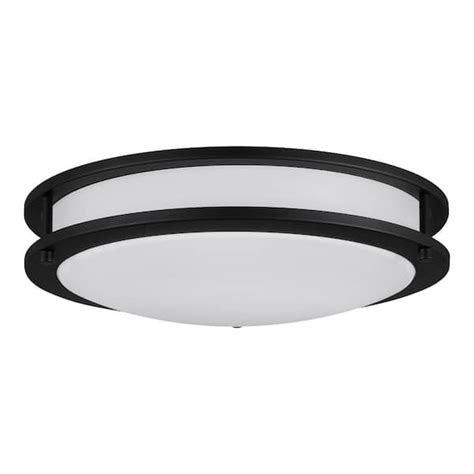 Hampton Bay Flaxmere 14 In Matte Black Dimmable LED Flush Mount