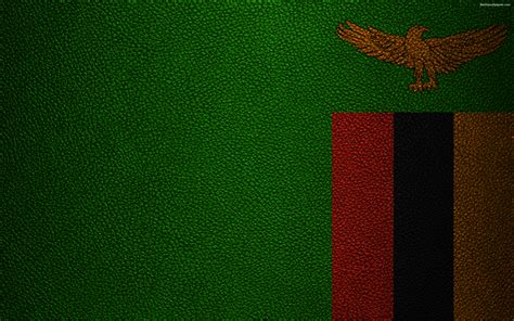 Download Wallpapers Flag Of Zambia Leather Texture 4k Zambian Flag