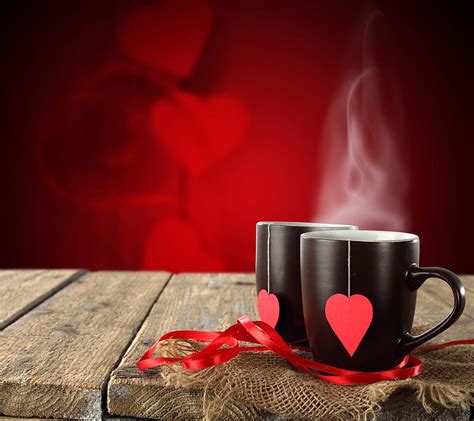 Love Cups Coffee Cups Heart Love Mugs Romantic Valentine Hd