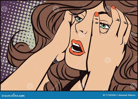 People In Retro Style Girl Screaming In Horror Stock Vector Image