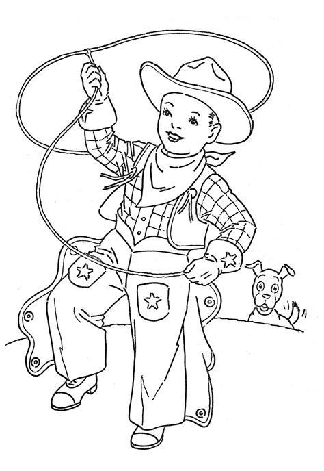 Vintage Clip Art Cute Lil Cowboy Digi Stamp The