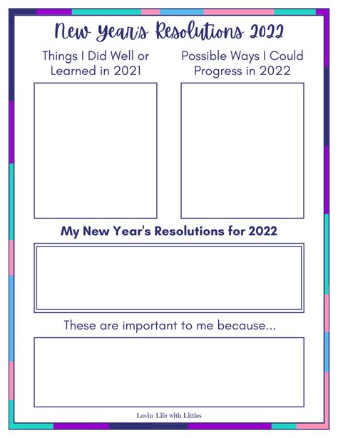 Free New Years Resolution Printable 2022 Lovin Life With Littles