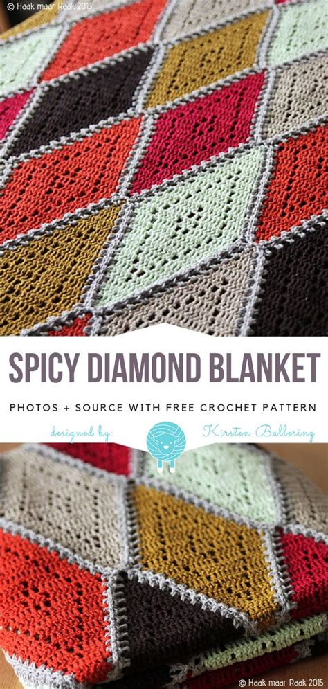 Spicy Diamond Blanket Free Crochet Pattern Granny Squares Pattern