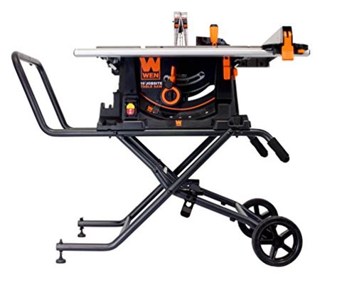 Wen 3720 15a Jobsite Table Saw With Rolling Stand 10 Saws Blades Power