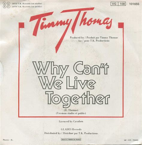 Why Can T We Live Together Original Version Version Originale Timmy Thomas 1979 7 1