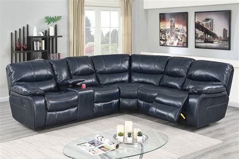 Blue Sectional Sofa With Recliners Baci Living Room