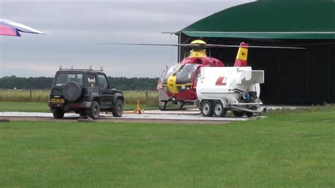 east midlands air ambulance eurocopter ec135 g emaa landing at tatenhill staffordshire youtube