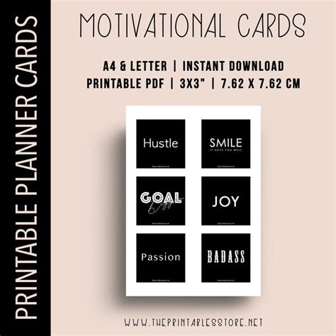 Motivational Cards Printable Planner Quote Cards Positive Etsy