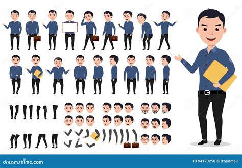 Businessman Or Male Vector Character Creation Set Professional Man