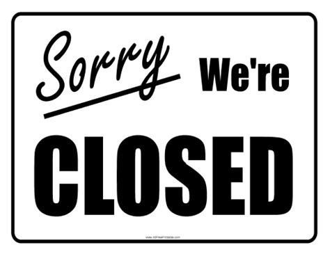 Closed Sign Free Printable