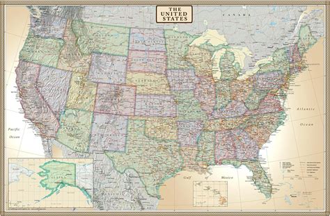 24x36 United States Usa Us Executive Wall Map Poster Mural Amazonca