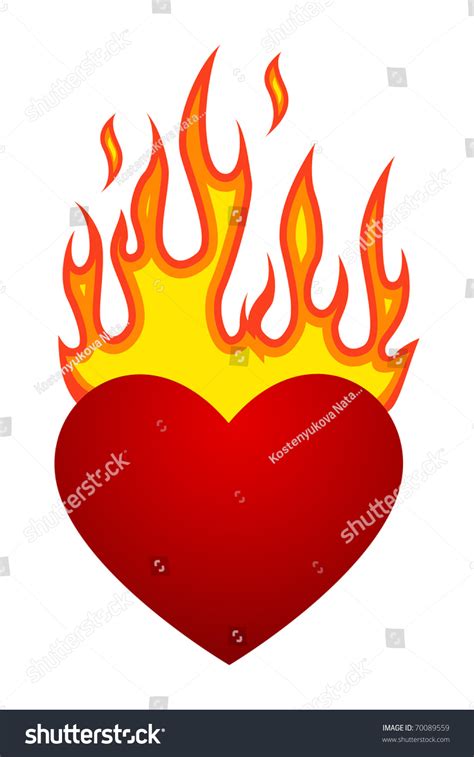 Vector Illustration With Flaming Heart At Fire 70089559 Shutterstock
