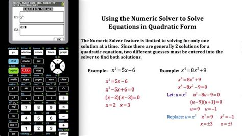 Using The Numeric Solver To Solve Equations In Quadratic Form Ti 84