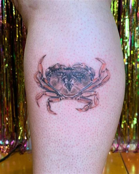 Dungeness Crab Tattoo On The Calf
