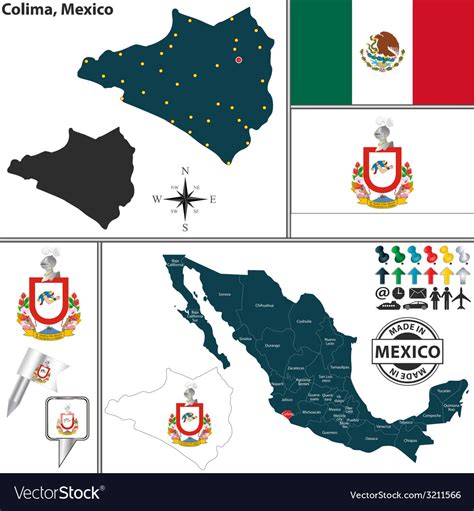 Map Of Colima Royalty Free Vector Image Vectorstock
