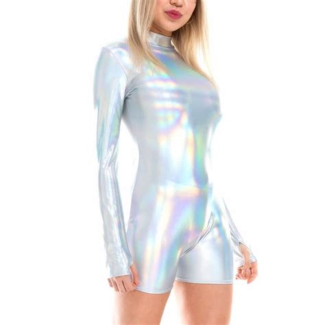Time For Fun Shiny Wet Look Metallic Jumpsuit Shiny Fashion Lale Look
