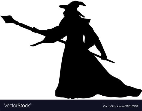 Magician Wizard Character Silhouette Fantasy Vector Image
