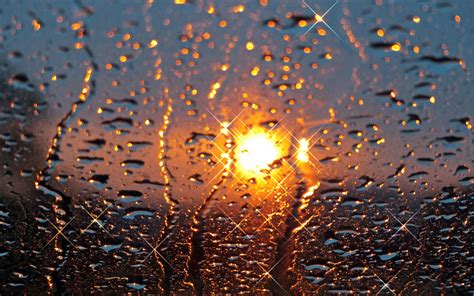 Drops Glass Sun Rain Sunset Wallpapers Hd Desktop And Mobile