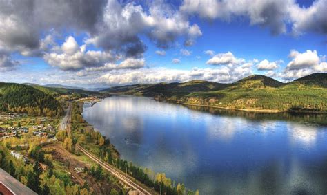 The Yenisei River Rio Russia Mountains Natural Landmarks Water