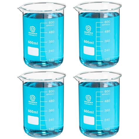 4 Pack Of Glass Beakers 600ml Education And Research Equipment For