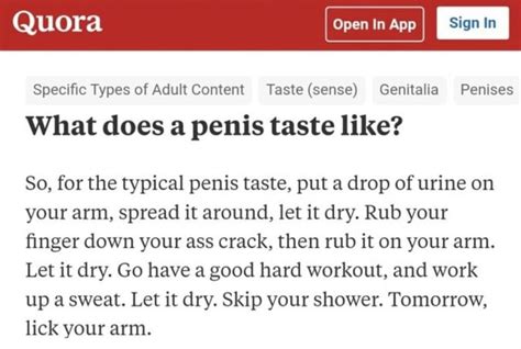 what does a penis taste like so for the typical penis taste put a drop of urine on your arm