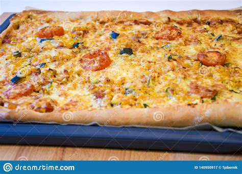Freshly Backed Delicious Crunchy Homemade Pizza Stock Image Image Of