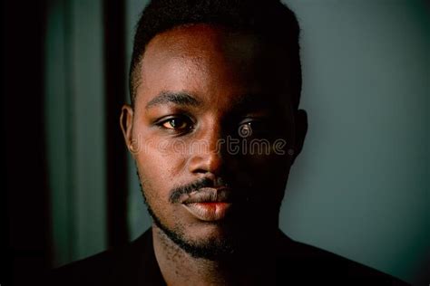 Low Key Portrait Of African Sad Man Stock Photo Image Of Expression