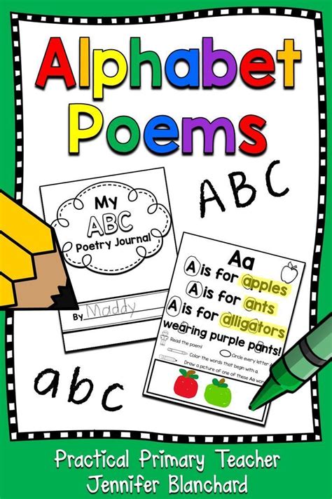 Alphabet Poems Journal Abc Poems Preschool Kindergarten