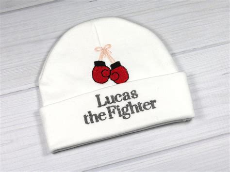 Personalized baby hat with boxing gloves micro preemie / | Etsy
