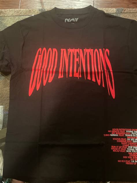 Vlone Vlone Nav Good Intentions Album Black Tee Size Medium Ds Grailed