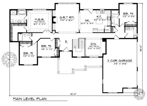 Traditional Style House Plan 4 Beds 3 Baths 2378 Sqft Plan 70 344
