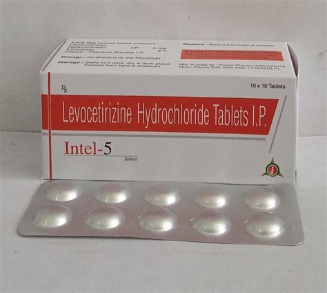 Tablet Levocetirizine Dihydrochloride 5mgintel 5 For Hospital