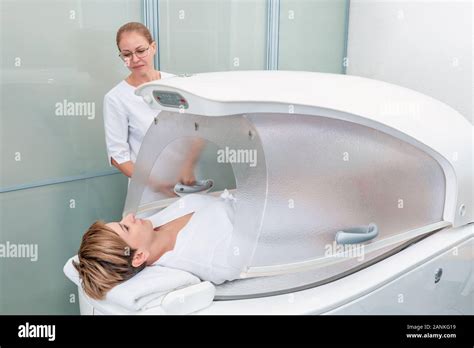 Hydromassage Bathtub In A Cosmetological Clinic Spa Capsule Stock