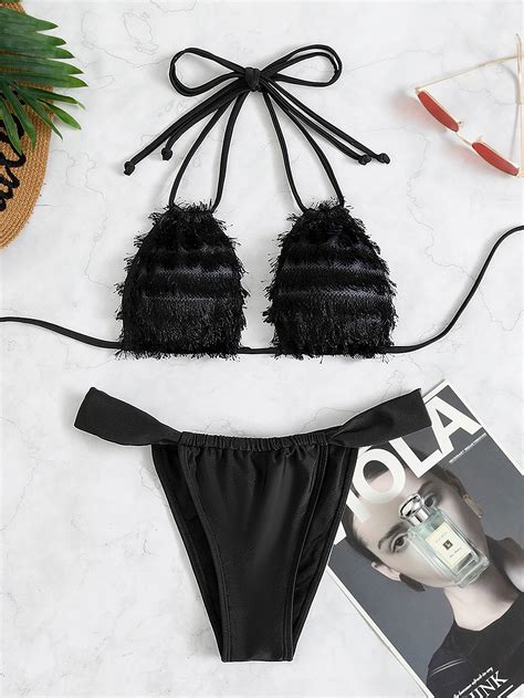 Beach Wear Shiny Black Bikini Set Biquini Sexy Micro Thong Swimsuit Sexiezpicz Web Porn