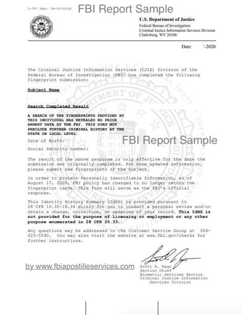 Fbi format description not yet available. Sample FBI report and apostille - FBI Apostille Services