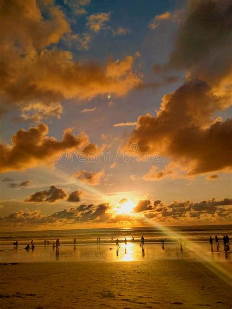 Light Yellow Sunset Beach Paradise White Sandy Dramatic Ocean Blue Sky