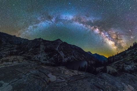 Milky Way Arch Over Lower Canyon Creek Lake In The Trinity Alps Of