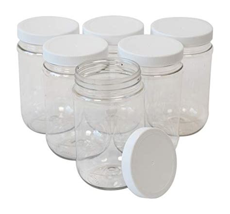 buy csbd 16 oz clear plastic mason jars with ribbed liner screw on lids wide mouth eco bpa