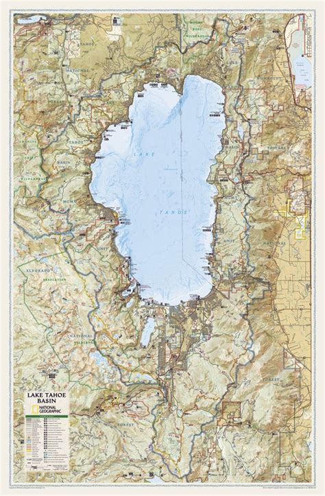 National Geographic Lake Tahoe Basin Map Laminated Poster Prints