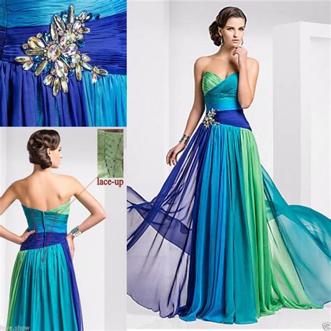 Buy Latest Designs Colorful Prom Dress Long Chiffon Luxury Crystal Evening