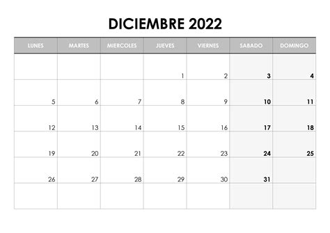 Calendario 2022 Para Imprimir Diciembre Reverasite