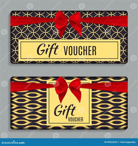 Vintage Luxury Golden Ornate Gift Voucher With Red Bow And Ribbon