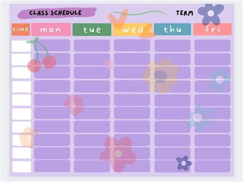 Cute Printable Class Schedule Etsy