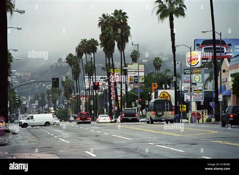 A Cloudy Day On Sunset Boulevard In West Hollywood California Stock