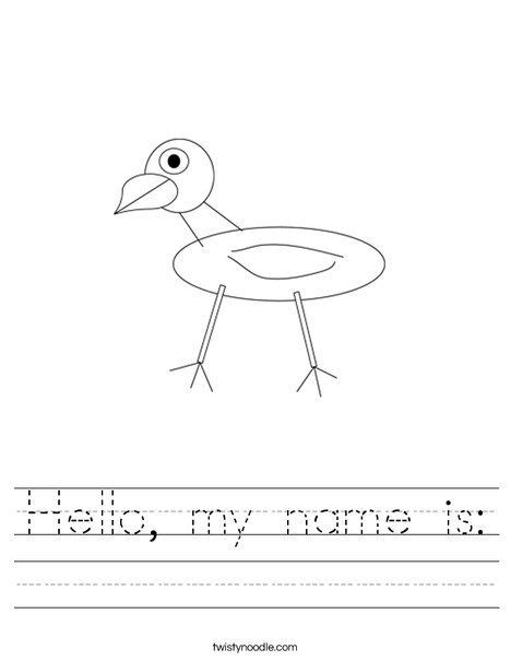 Hello, my name is: Worksheet - Twisty Noodle | All about me preschool